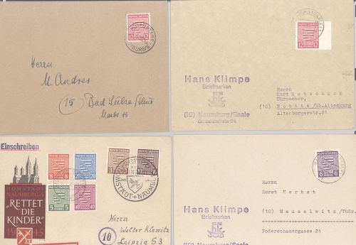 SBZ - Lokalpost Naumburg, interessanter Belege Posten mit 10 Belegen