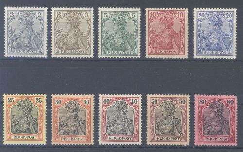 Dt. Reich Michel Nummer 68-77, Reichspost 1902 ungebraucht