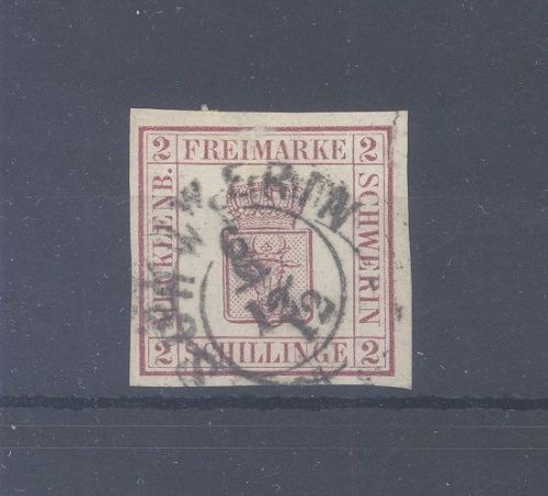 Mecklenburg-Schwerin Michel Nummer 6a, 2 Schiling 1864 gestempelt