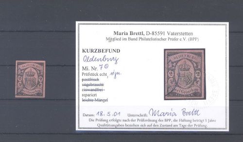 Oldenburg Michel Nummer 7, 2 Sgr. 1859-61 gestempelt, Befund BPP