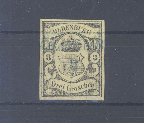 Oldenburg Michel Nummer 8, 3 Sgr. 1859-61 gestempelt, geprüft