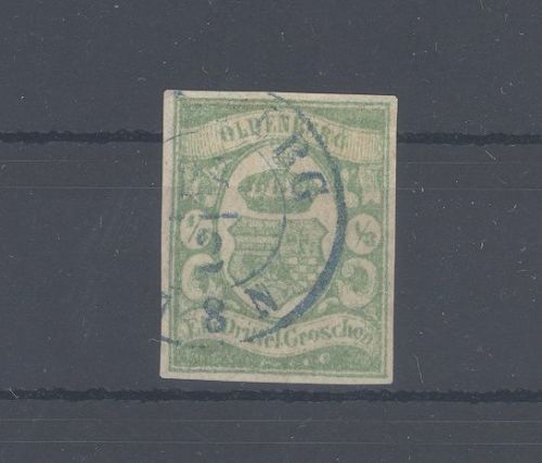 Oldenburg Michel Nummer 10, 1-3 Groschen Freimarken 1861 gestempelt, geprüft