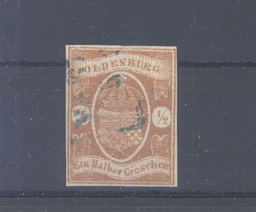 Oldenburg Michel Nummer 11b, 1-2 Groschen 1861 gestempelt, geprüft