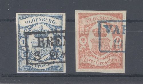 Oldenburg Michel Nummer 12-13 aus Freimarken 1861 gestempelt