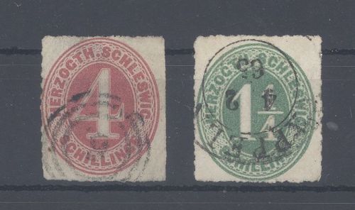Schleswig Holstein Michel Nummer 3-4, Freimarken 1864 gestempelt