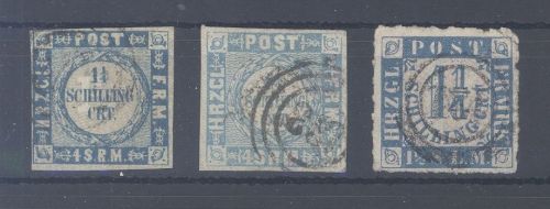 Schleswig Holstein Michel Nummer 5-7, Freimarken 1864 gestempelt