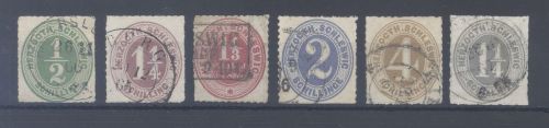 Schleswig Holstein Michel Nummer 13-18, Freimarken 1865-67 gestempelt