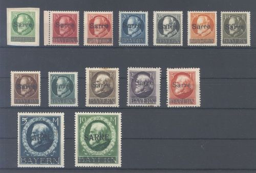 Saargebiet Michel Nummer 18-31, Freimarken 1920 */**, viel geprüft