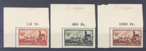 Saargebiet Michel Nummer 168-70, Neunkirchen 1933 ** Eckrandsatz