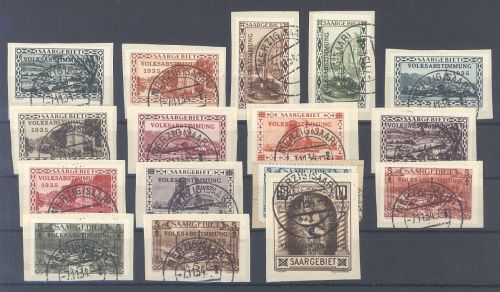 Saargebiet Michel Nummer 179-94, Volksabstimmung 1934 Briefstücke