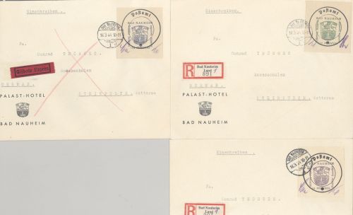 Dt. Lokalpost Bad Nauheim Michel Nummer 4-8 auf 5 Briefen