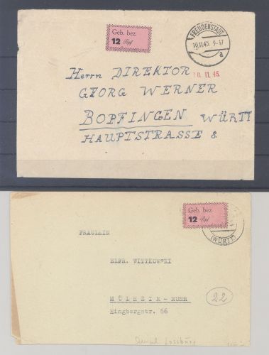 Dt. Lokalpost Freudenstadt, 2 Briefe mit Michel Nummer 3 als EF