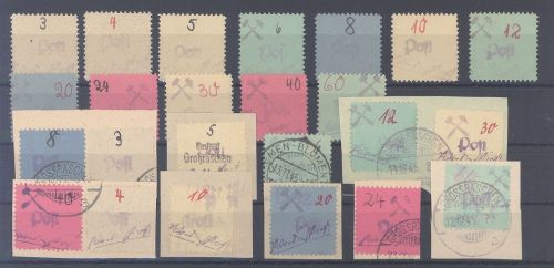 Dt. Lokalpost Großräschen Michel Nummer 1-12 ** und auf Briefstücken