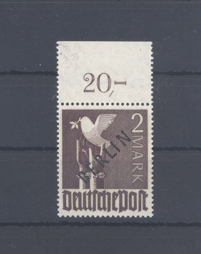 Berlin Michel Nr. 18 P OR dzg, 2 DM Plattenoberrand **, geprüft BPP