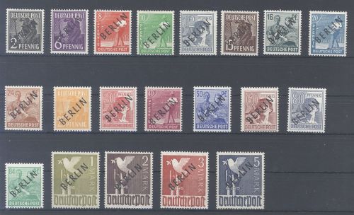 Berlin Michel Nummer 1-20, Schwarzaufdruck 1949 **, meist geprüft