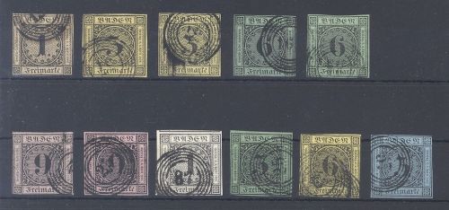 Baden Michel Nummer 1-8, Freimarken 1851-58 überkomplett gestempelt