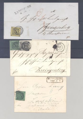 Baden, 3 Briefe mit verschiedenen Frankaturen als Posten