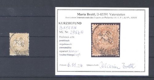Bayern Michel Nummer 29 Xb, 10 Kreuzer 1873 gestempelt, Befund BPP