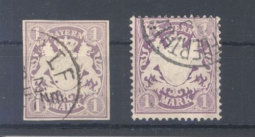Bayern Michel Nummer 30-31, Freimarken 1874 gestempelt, 31 gp. BPP