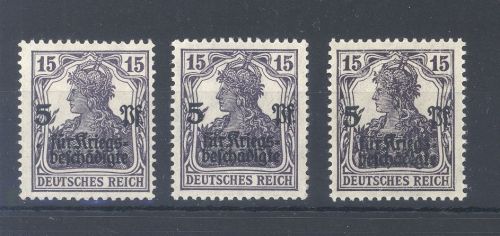 Dt. Reich Michel Nummer 106a-c, 15 Pfg. Freimarke 1919 **, geprüft