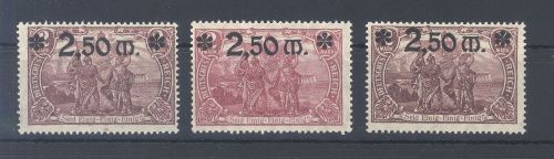 Dt. Reich Michel Nummer 118a-c, 2,50 Mark 1920 **, geprüft Infla