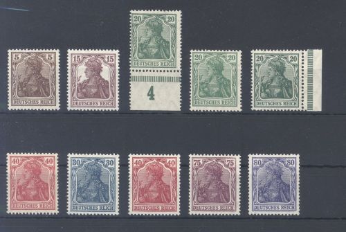 Dt. Reich, ** Posten aus Michel Nummer 140-53, Germania 1920, gp.