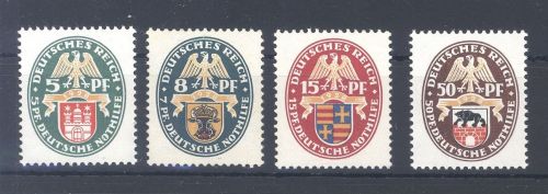 Dt. Reich Michel Nummer 425-27 und 429 aus Nothilfe 1928 **
