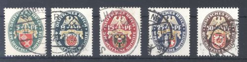 Dt. Reich Michel Nummer 430-34 Nothilfe 1929 gestempelt