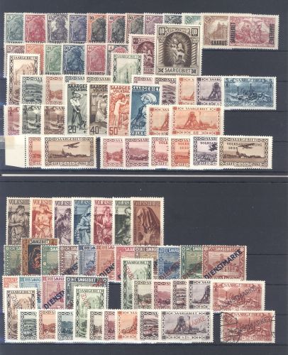 Saargebiet, umfangreicher */** Posten auf 2 Steckkarten