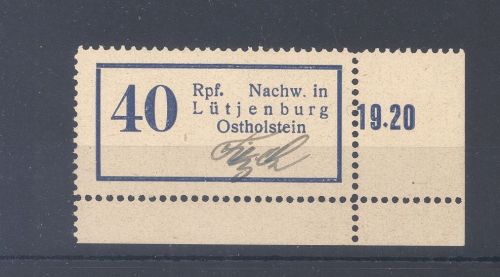 Dt. Lokalpost Lütjenburg Michel Nummer 1 ** vom Eckrand