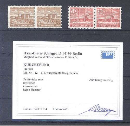 Berlin Michel Nummer 112-13, Bauten II in ** Paaren, Befund BPP