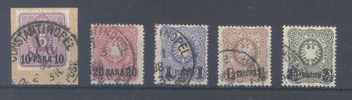 Deutsche Post Türkei Michel Nummer 1-5, Freimarken 1884 gestempelt