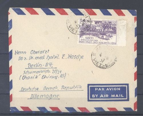 Vietnam, Lupo Brief mit Michel Nummer 35 als EF aus Hanoi in die DDR