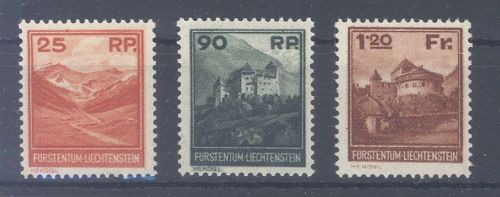 Liechtenstein Michel Nummer 119-21, Freimarken 1933 **