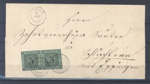 Baden, Brief mit Paar der Michel Nummer 6 als MeF aus Zell