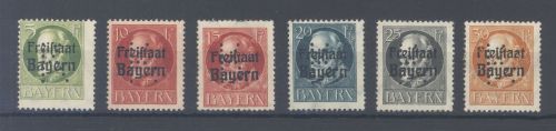 Bayern Portofreiheit Michel Nummer 1-6, Freimarken 1919-20 *