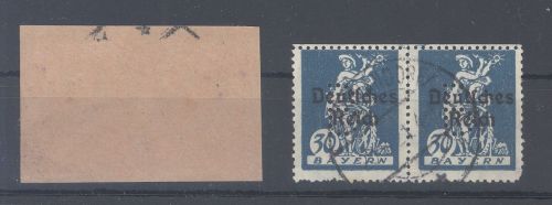 Bayern Portofreiheit Michel Nummer 20 als gestempeltes Paar, geprüft