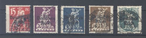 Bayern Portofreiheit Michel Nummer 18-21 und 23 gestempelt