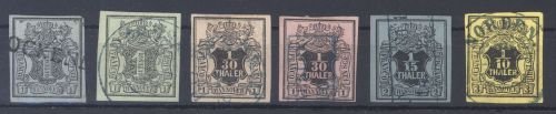 Hannover Michel Nummer 1-5, Freimarken 1850-51 gestempelt