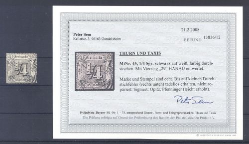 Thurn & Taxis Mi.Nr. 45, 1-4 Sgr. 5. Ausgabe gestempelt, Befund BPP