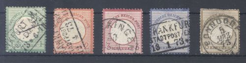 Dt. Reich Michel Nummer 7-11, Kreuzer kleines Br. 1872 gestempelt,