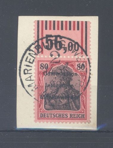 Dt. Abstimmung Marienwerder Mi.Nr 19, 80 Pfg Oberrand Traumstempel