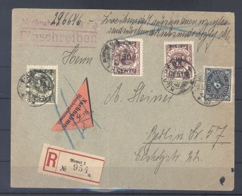Memel Lit. Besetzung, R - NN Brief mit schöner MiF mit aus Memel