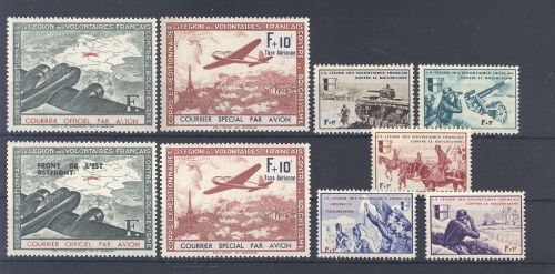 Dt. Bes. 2. WK Frankreich Michel Nummer II-X, Freimarken 1942 **