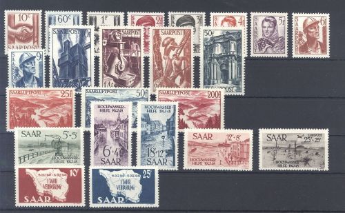 Saarland Michel Nummer 239-61, Jahrgang 1949 ohne Blöcke **
