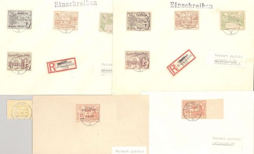 Dt. Lokalpost Cottbus, 6 Briefe mit verschiedenen Frankaturen als Posten