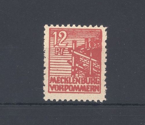 SBZ Michel Nummer 36zf, 12 Pfg. 1946 dunkles Papier **, geprüft BPP