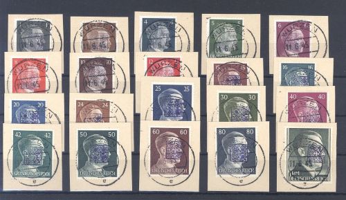 SBZ Wurzen Michel Nummer 1-20 auf Briefstücken, geprüft