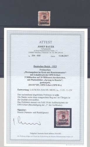 Dt. Reich Mi.Nr 334 B HT, 5 Mrd. Freimarke 1923 gestempelt Befund BPP