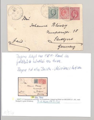 Dt. Kolonien Kamerun - Goldküste, gelaufene GA aus Begoro